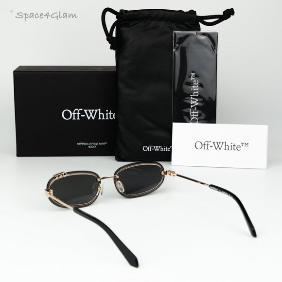 Off-White Women Sunglasses Gold Grey Oval OERI13M MIAMI 7607 NEW AUTHENTIC main image 5